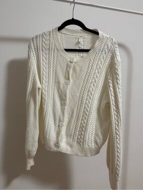 1901 Cream Cable Knit Button Cardigan